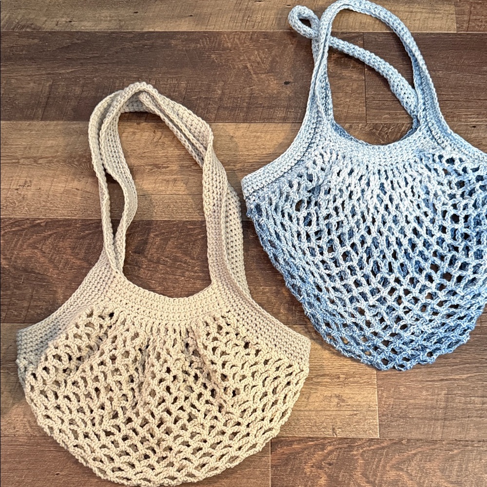 Set of Two Handmade Mesh Market Bags